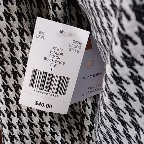 SALE$ NWT Y2K Houndstooth Button Crop Top L - Picture 8 of 8